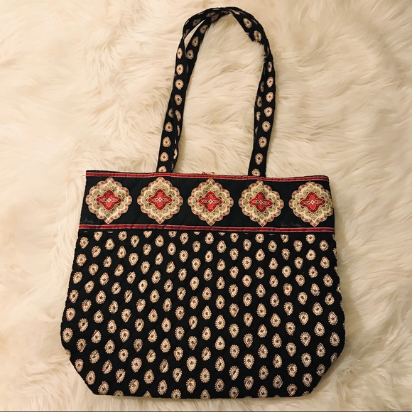 Vera Bradley Retired Classic Black Print Tote Bag - Picture 2 of 5